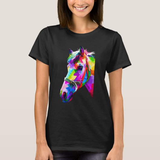 T-shirt Graphique de cheval coloré 4 (Devant)