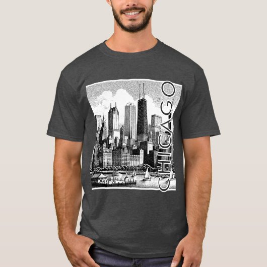 T-shirt graphique de Chicago Skyline (Devant)