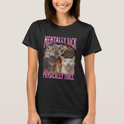 T-shirt Graphique de contrefaçon de mème de chat drôle phy (Devant)