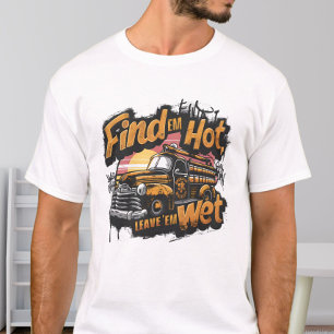 T-shirt Graphique de coucher de soleil de camion-feu vinta