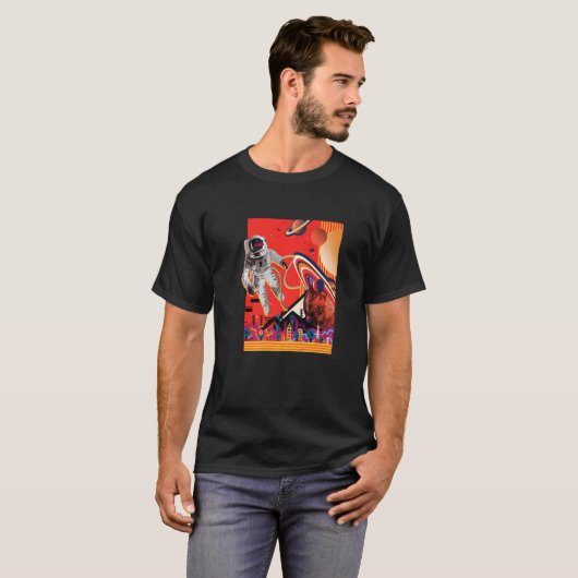 T-shirt Graphique de couleur vive de l'astronaute spatial (Devant entier)
