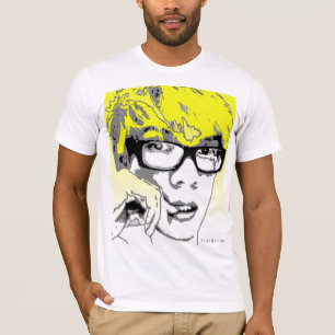 T-shirt graphique de jaune de visage de silhouette