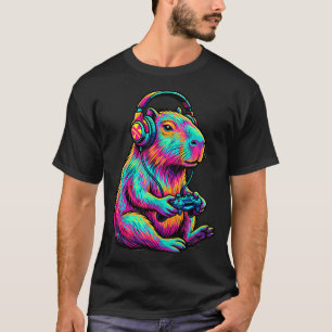 T-shirt Graphique de jeux vidéo drôle de gamer Capybara Ki