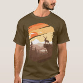 T-shirt Graphique de la faune des cerfs Brown (Devant)