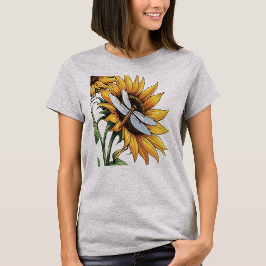 T-shirt Graphique de libellule de tournesol (Devant)