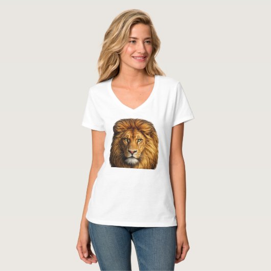 T-Shirt Graphique de Lion Réaliste (Devant entier)