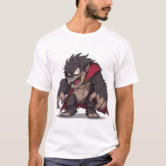T-shirt Graphique de Loup-Garou Monstre de Dessin Animé Fé
