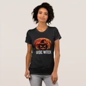 T-shirt Graphique de lune de citrouille de sorcière de bas (Devant entier)
