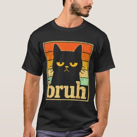 T-shirt Graphique de Mème de Chat Bruh – Mème Rétro de Cha (Devant)