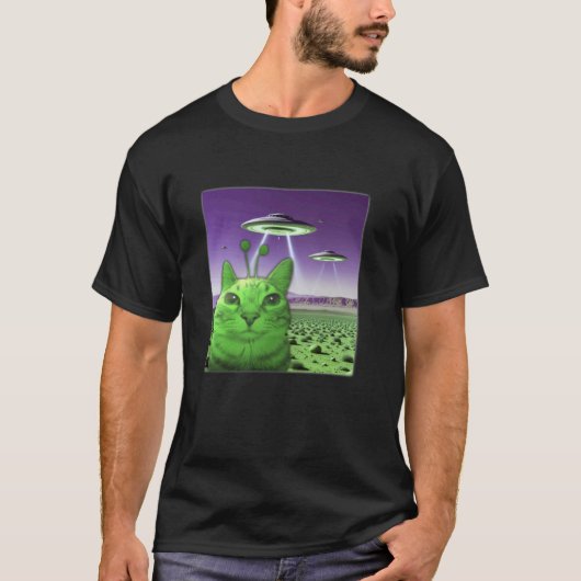 T-shirt Graphique de mème de chat extraterrestre drôle (Devant)