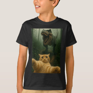 T-shirt Graphique de mème de dinosaure de selfie de chat d