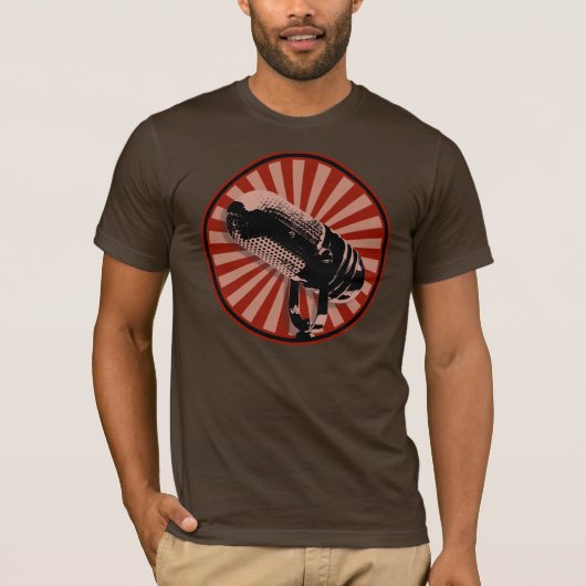 T-shirt Graphique de microphone rétro en rouge (Devant)