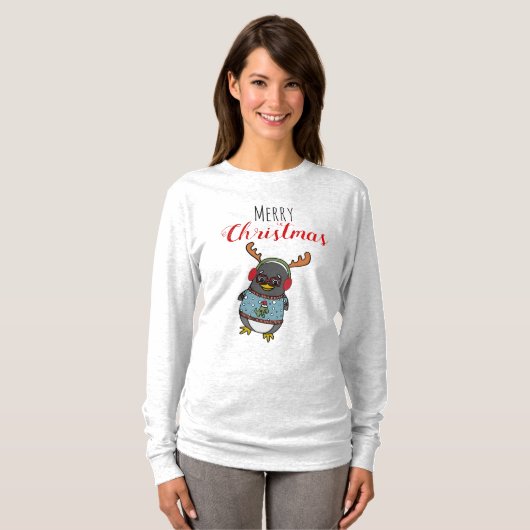 T-shirt Graphique de pingouin Nerd mignon | Vilain pull de (Devant entier)