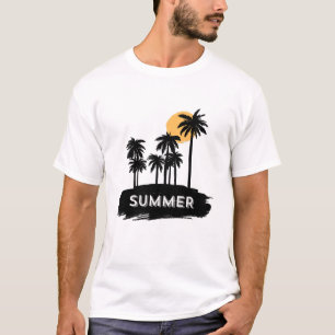 T-shirt Graphique de plage avec silhouette de palmiers d'é
