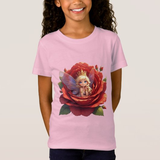 🌹 T-shirt graphique de princesse fée pour filles (Devant)