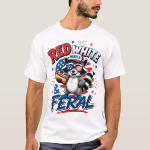 T-shirt Graphique de Raton Laveur Patriotique Drôle