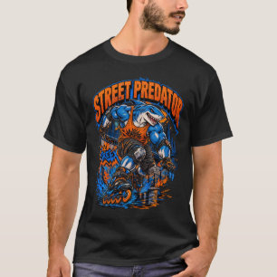 T-shirt graphique de requin en rollerblading, dess