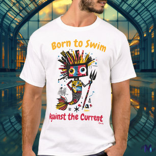 T-Shirt Graphique de Sirène Vibrante Abstraite