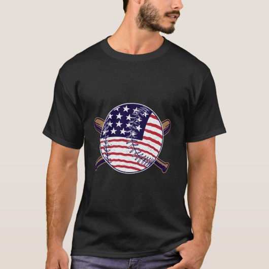 T-shirt Graphique de softball du drapeau américain patriot (Devant)