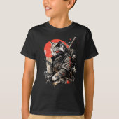 T-shirt Graphique de tatouage japonais Samurai Ninja Cat K (Devant)