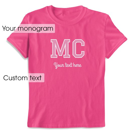 T-shirt Graphique de texte rose de nom monographique perso