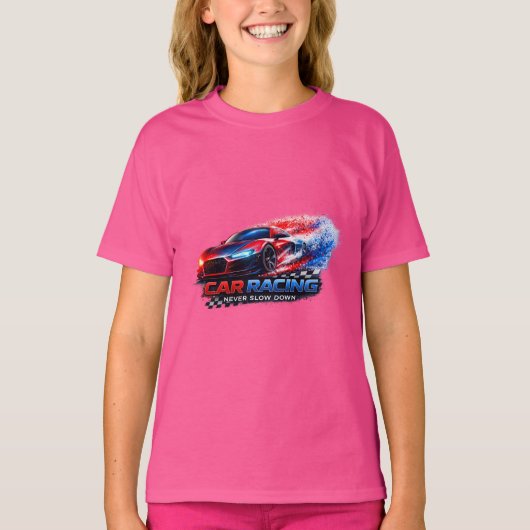 T-Shirt Graphique de Voiture de Course pour Enfant (Devant)