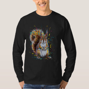 T-shirt Graphique d'écureuil de peinture coloré