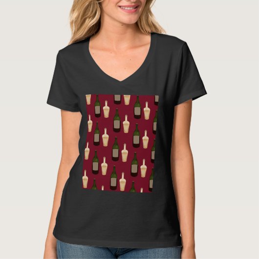 T-shirt Graphique des bouteilles de vin (Devant)