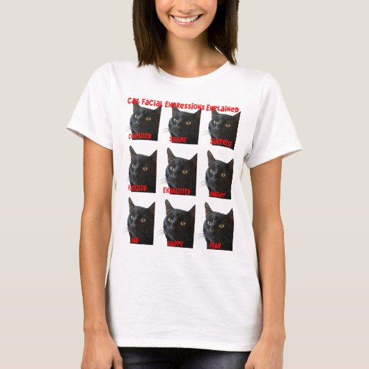 T-shirt Graphique des expressions faciales de chat expliqu (Devant)