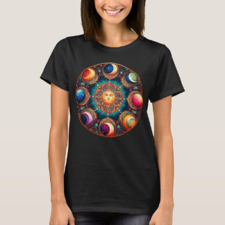 T-shirt Graphique des phases de la Lune d'or