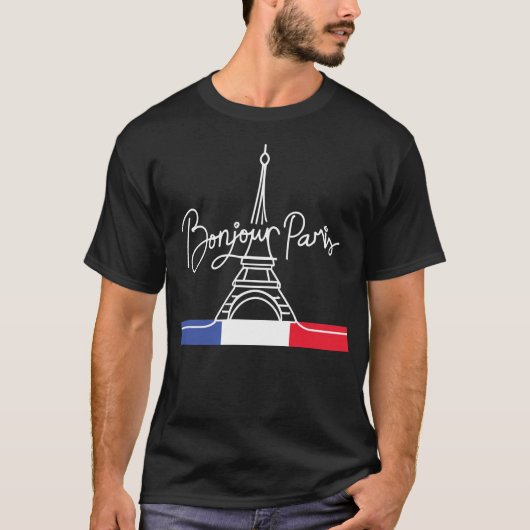 T-shirt Graphique Design Cadeau Tour Eiffel Paris France (Devant)