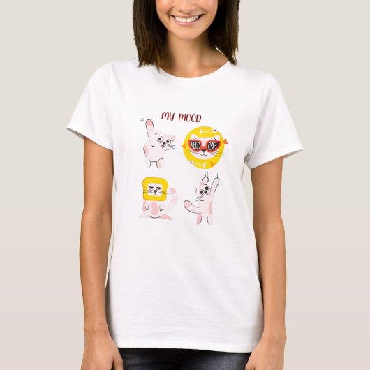 T-shirt graphique drôle de chat d'humeur (Devant)