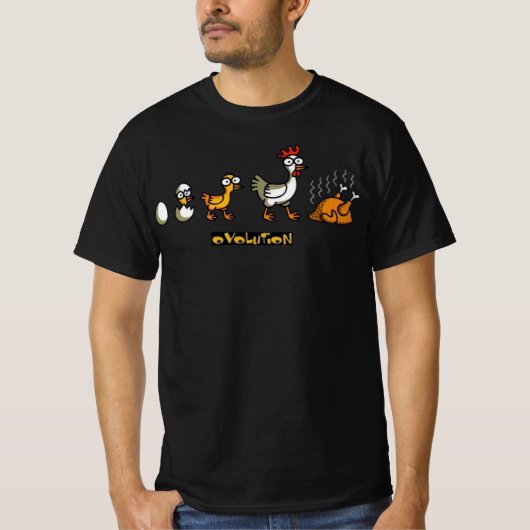 T-shirt graphique drôle de l'évolution du poulet O (Devant)