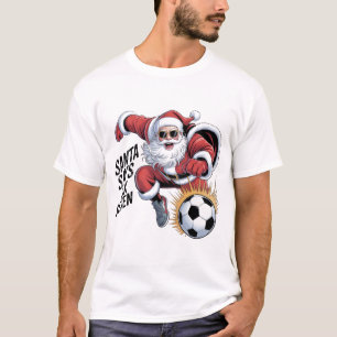 T-shirt graphique drôle de Santa footballeur Chr