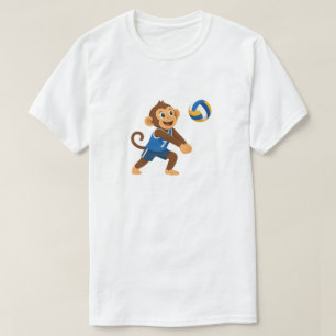 T-shirt graphique drôle de singe athlète de volley