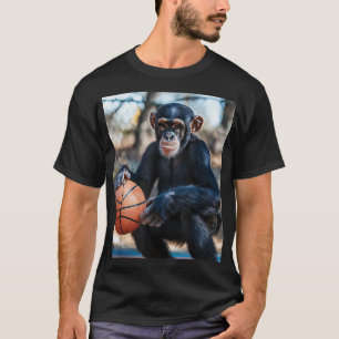 T-shirt Graphique drôle de singe de basketball de chimpanz