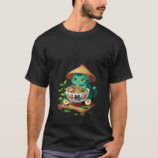 T-shirt graphique drôle japonais Ramen chat pour f