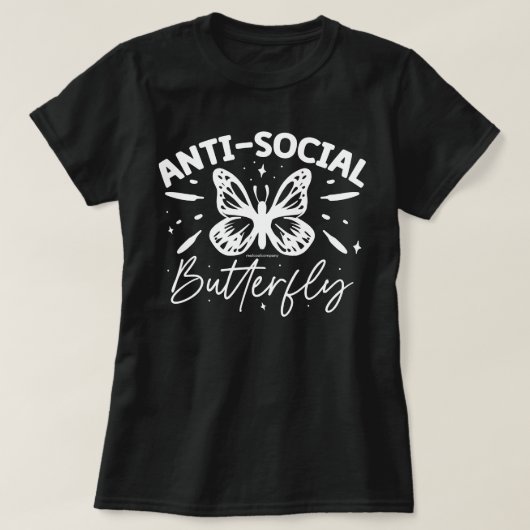 T-Shirt Graphique Drôle – Papillon Antisocial (Design devant)