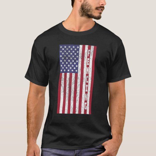 T-shirt Graphique du drapeau américain de l'escrime patrio (Devant)