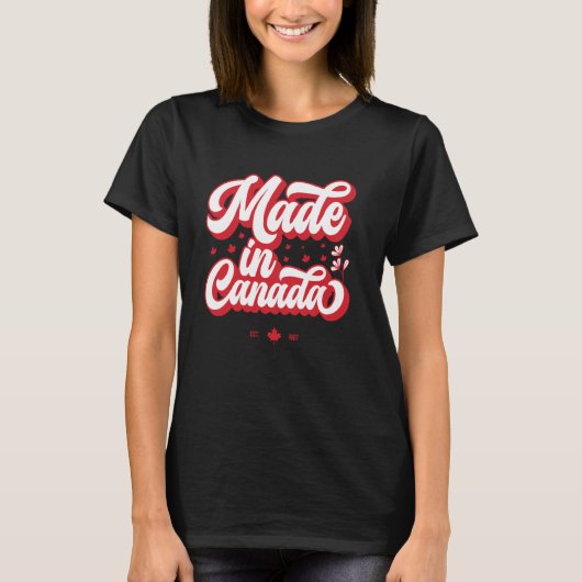 T-shirt Graphique du drapeau canadien Retro Feuille d'érab (Devant)