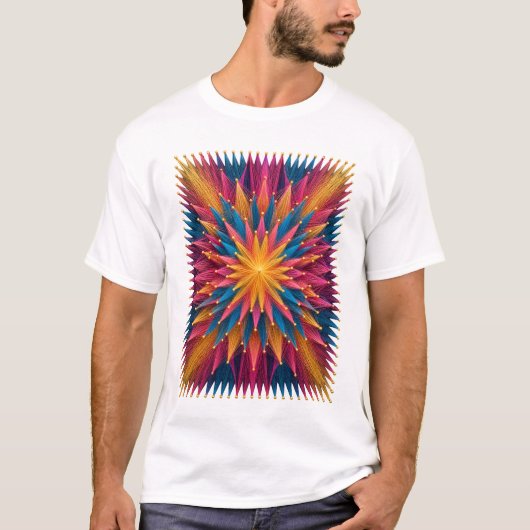 T-Shirt Graphique Éclaté de Kaléidoscope Vibrant (Devant)
