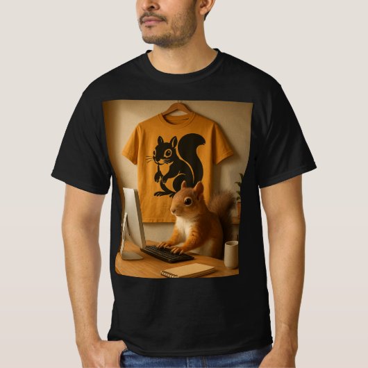 T-shirt graphique en écureuil et ordinateur portab (Devant)