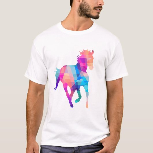T-shirt Graphique équestre coloré géométrique pour les fem (Devant)