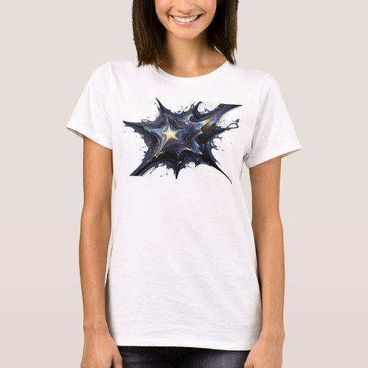 T-shirt graphique étoiles abstraites dorées élégan (Devant)