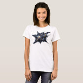 T-shirt graphique étoiles abstraites dorées élégan (Devant entier)