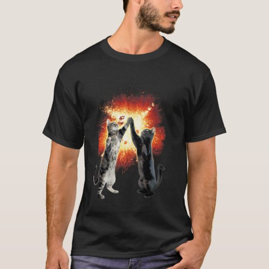 T-Shirt Graphique Explosion de Chats High-Five Mèm (Devant)