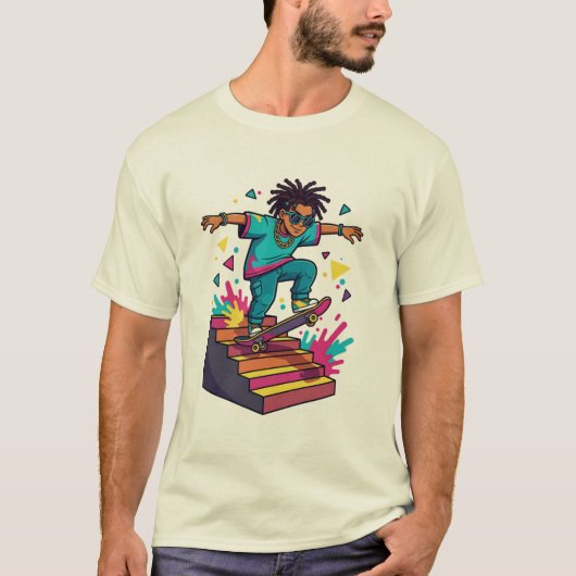 T-Shirt Graphique Funky Skater Boy  (Devant)