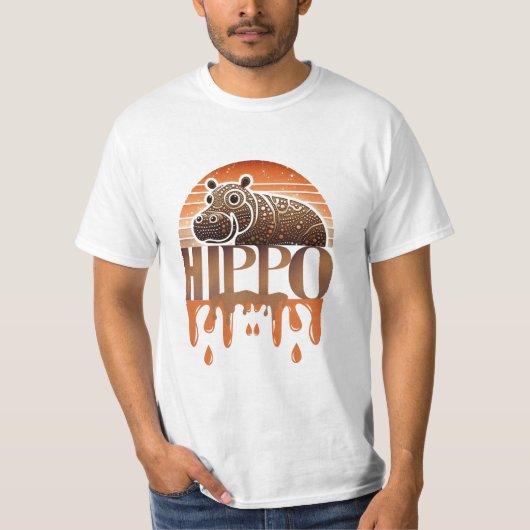 T-shirt Graphique Hippopotame Charme Rustique (Devant)