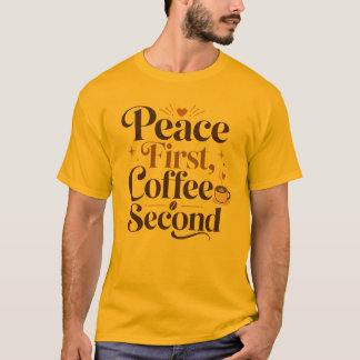 T-Shirt Graphique Homme Peace First Coffee Second