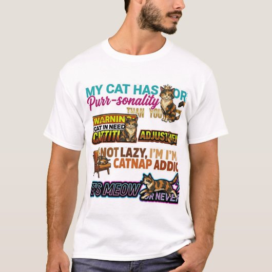 T-shirt graphique impertinent "Mon chat a plus de (Devant)